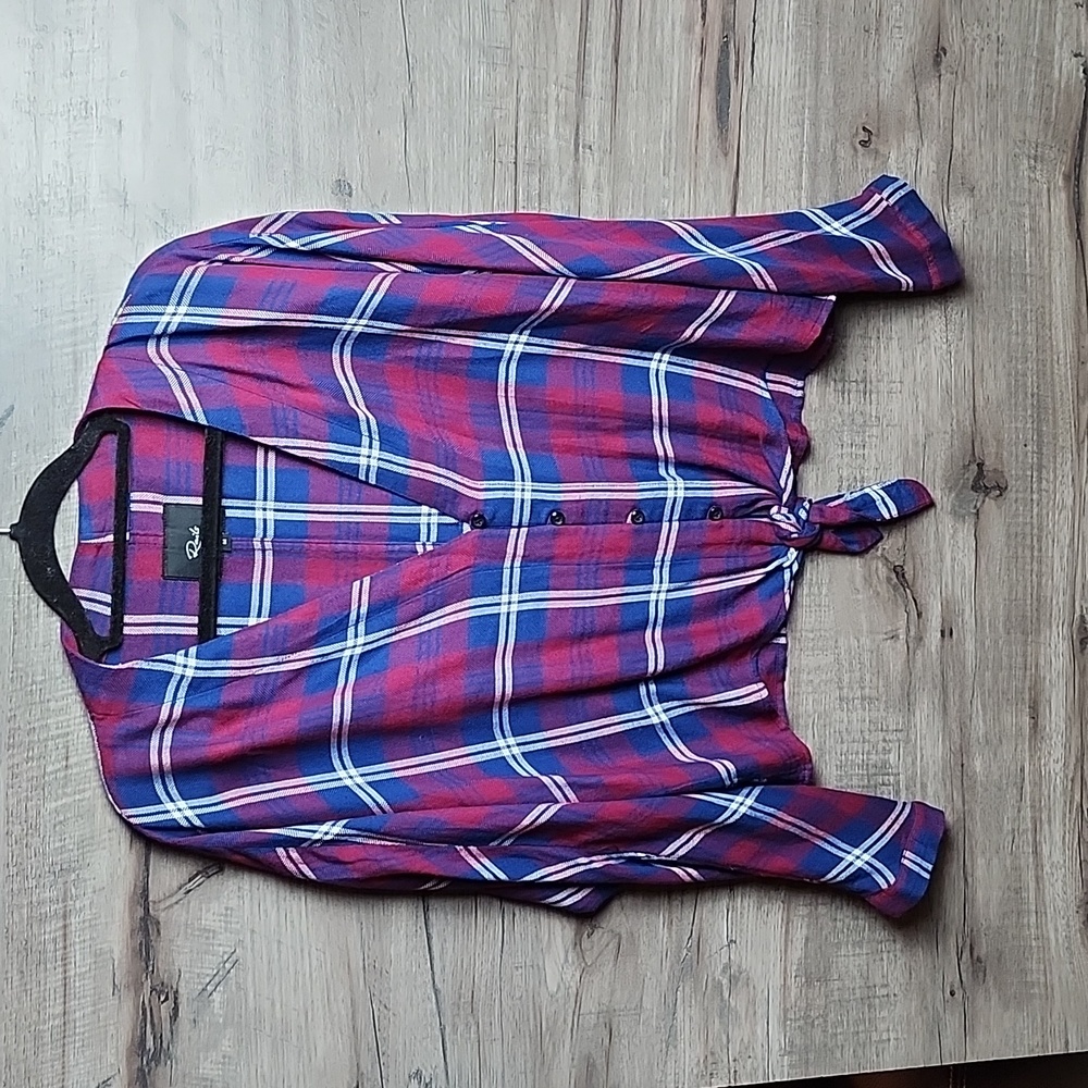 Rails Sloane Cropped Tie Front Top In Red/Blue Pl… - image 3